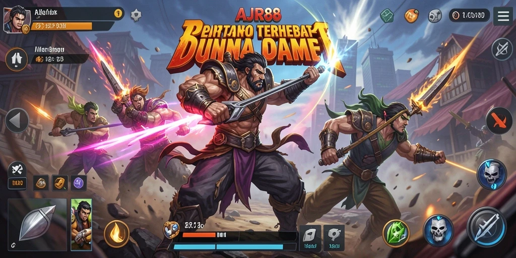 Tangkapan layar gameplay AJR88 menampilkan aksi pertarungan yang intens.