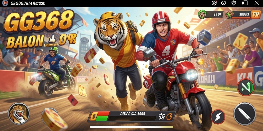 Gameplay GG368 yang seru dan menegangkan saat balapan.