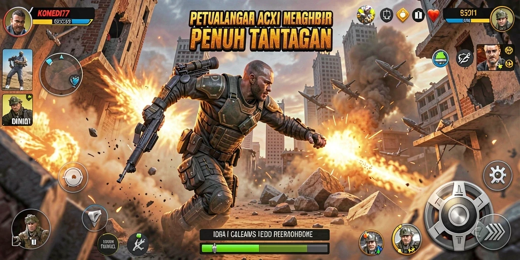 Screenshot menunjukkan aksi seru dari gameplay KOMEDI77 yang menghibur.