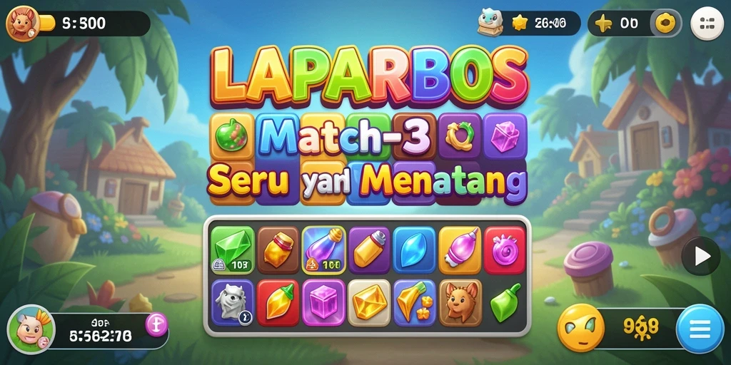 Tampilan gameplay seru LAPARBOS dengan keseruan Match-3.