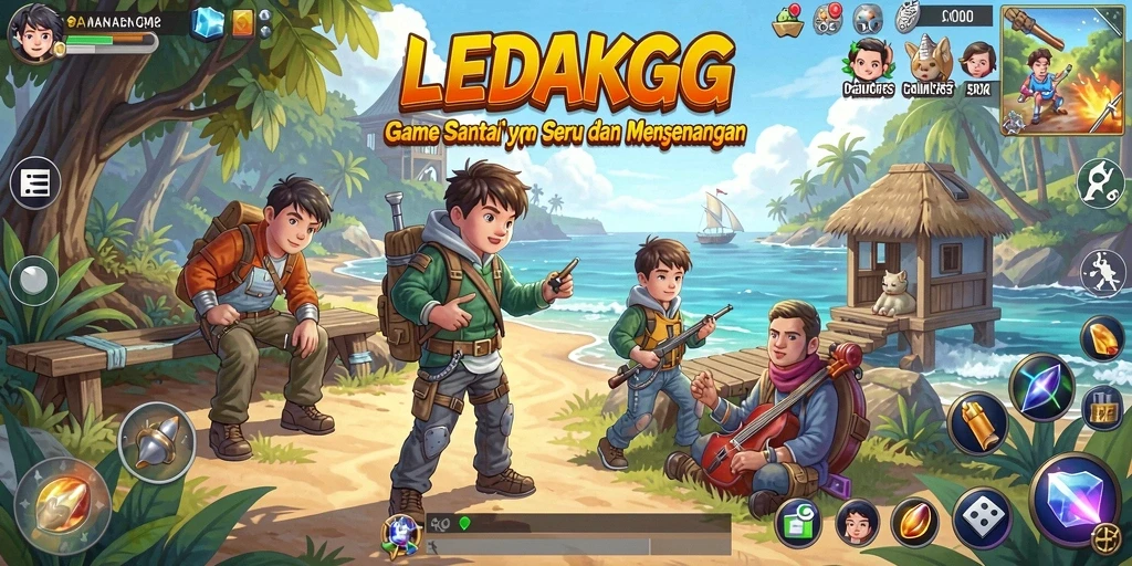 Screenshot gameplay <strong>LEDAKGG</strong> yang penuh warna dan seru.