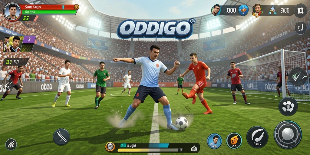 Tampilan gameplay seru di ODDIGO dengan berbagai pilihan olahraga.