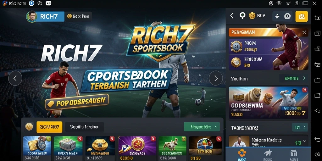 Tampilan gameplay Sportsbook yang menarik di aplikasi RICH7.