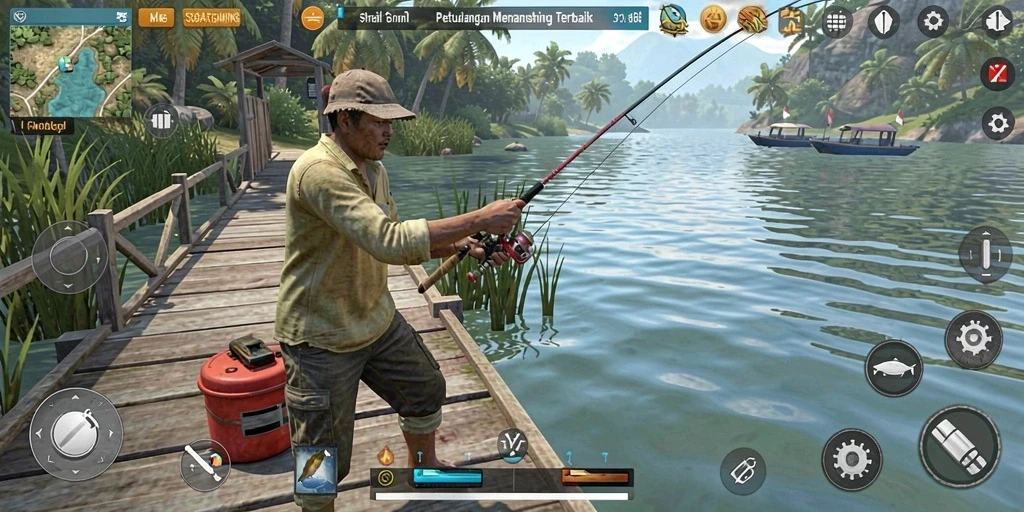 Tampilan gameplay SOBATGAMING yang memukau saat memancing.