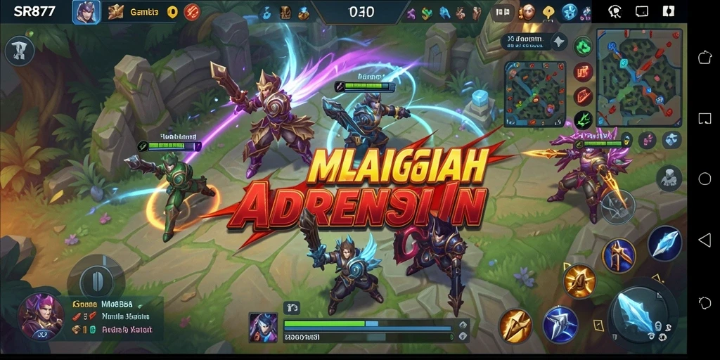Tangkapan layar SR877 menampilkan aksi seru dalam pertempuran MOBA.