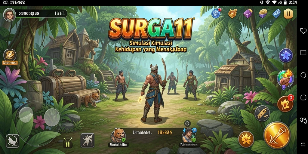 Screenshot gameplay SURGA11 menampilkan karakter yang berinteraksi di dunia virtual.