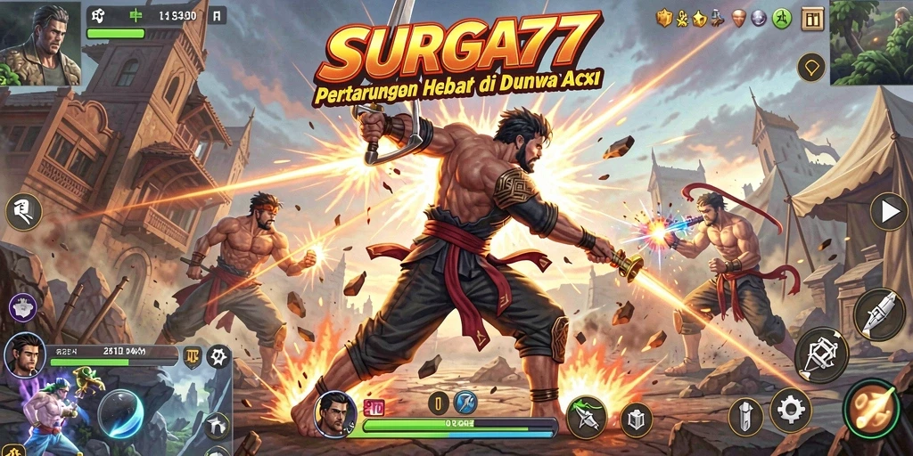 Gambaran mendebarkan dari gameplay Action SURGA77 yang penuh aksi.