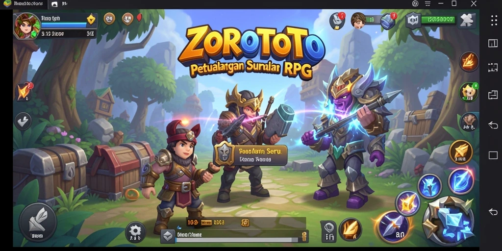 Screenshot gameplay ZOROTOTO menampilkan karakter dalam aksi epik.